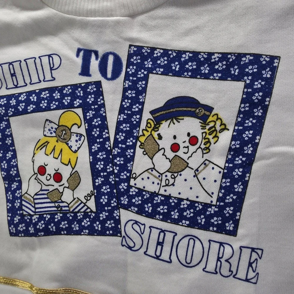 Vintage Carters Kids 6X Ship To Shore Nautical Sweatshirt Pants Set Blue White